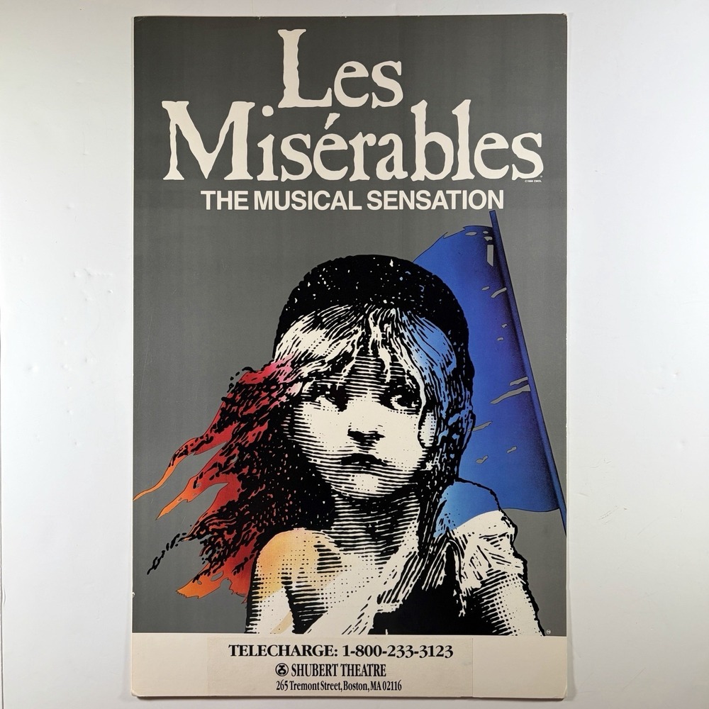 1988 Les Misérables Shubert Theatre Window Card Poster 14x22